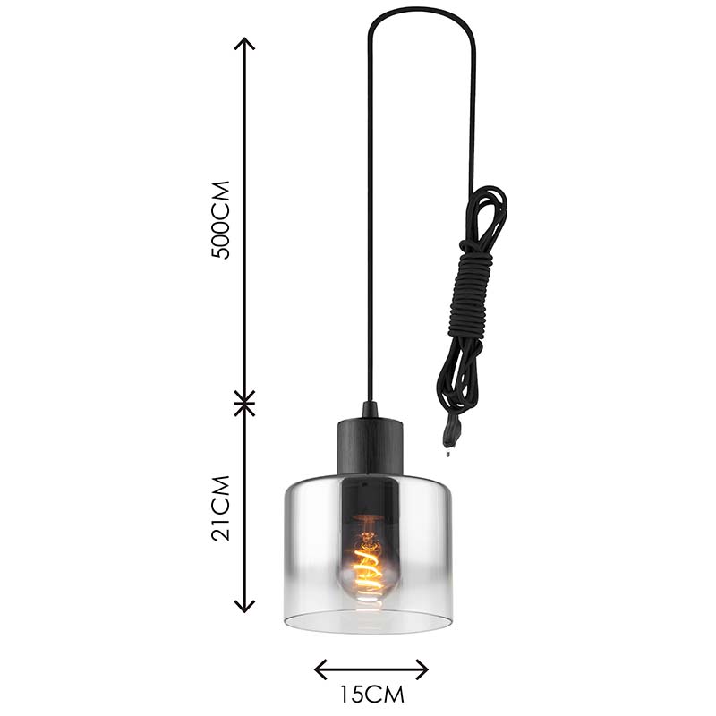 Modren Simple Light Attractive Chandelier Gradient Smoke Glass Adjustable Pendant Light E27 Dim