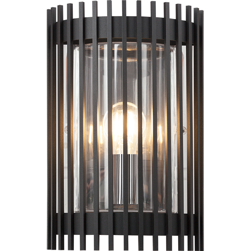 Modern Outdoor Wall Sconce Exterior Light Semicircular Iron Cage IP54 M E27