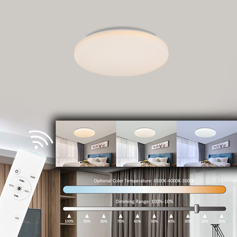 Modern Dim LED Surface Mount Round Light, 3000-6500K Ultra-Thin Ceiling Light Dia.40cm