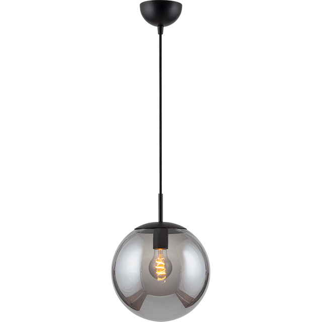 Simple Light Hanging Adjustable Smoke Grass Ball Pendant Light Matt Black Dia.25cm E27