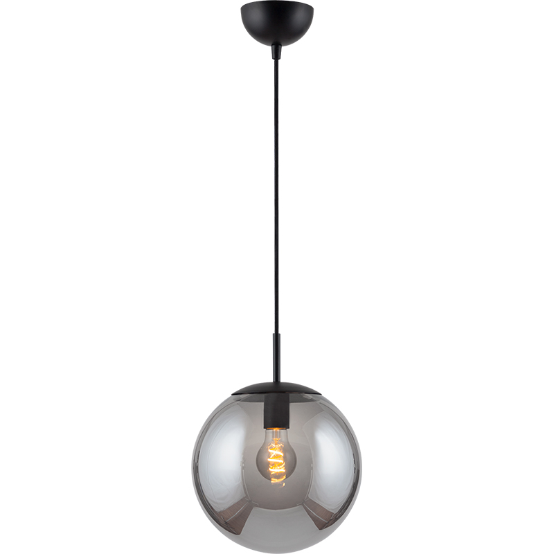 Simple Light Hanging Adjustable Smoke Grass Ball Pendant Light Matt Black Dia.25cm E27