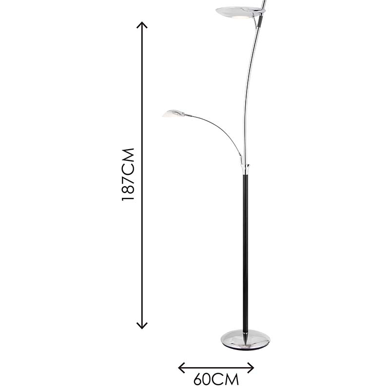 Elegant Design with Twin Stepless Dimmer on Pole Standing Light Creative Floor Light Chrome Dim