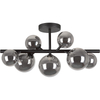 Nordic Authenic Design Ceiling Lamp Luxury Decorative Ceiling Light 7lys Matt Black & Smoky Glass G9