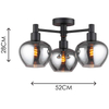 Modren Elegant Design Light Kelly Round Smoke Glass Ceiling Light 3lys Dia19cm E27