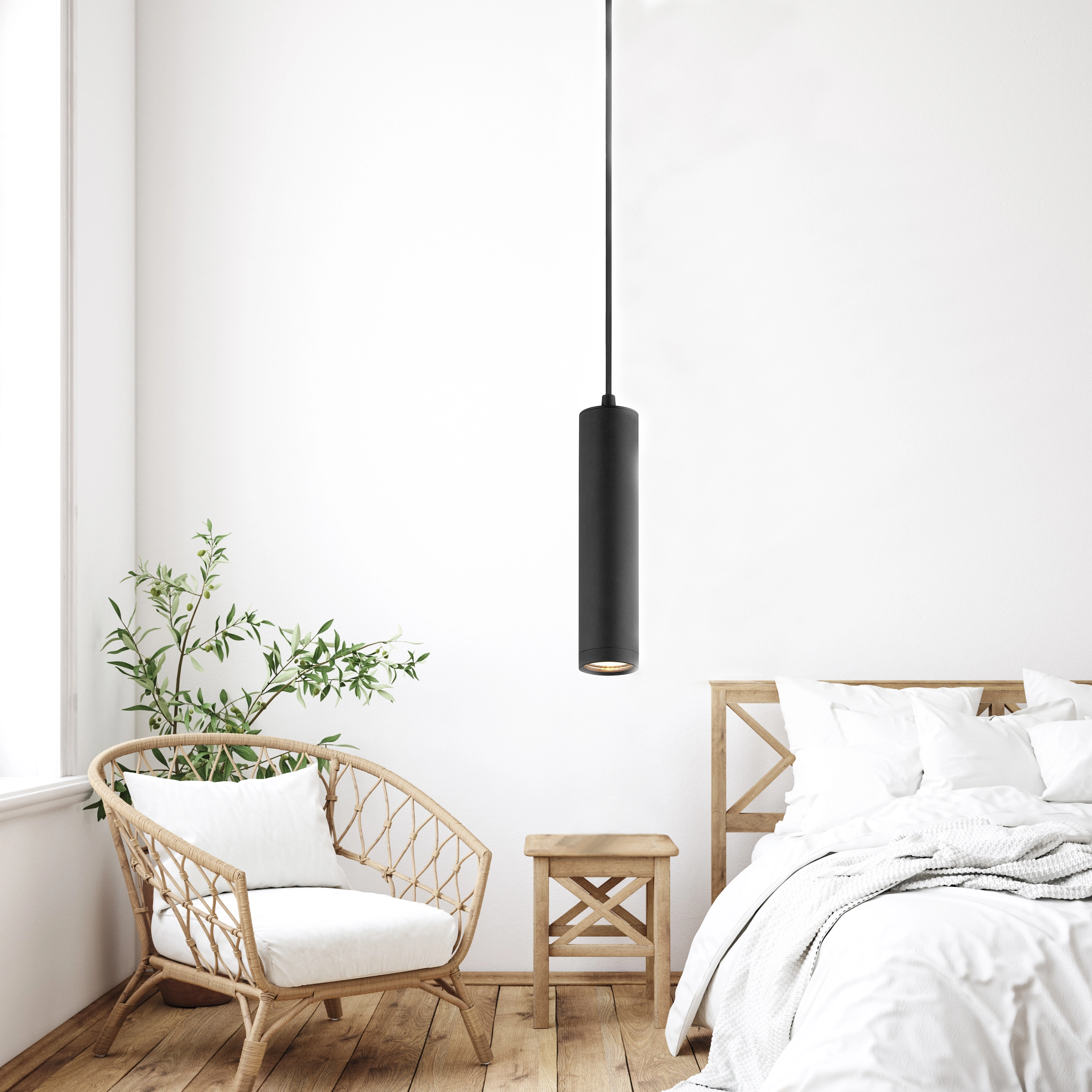 Simple Attractive Slim Pendant Lamp Window Pendant Light Sandy Black E27