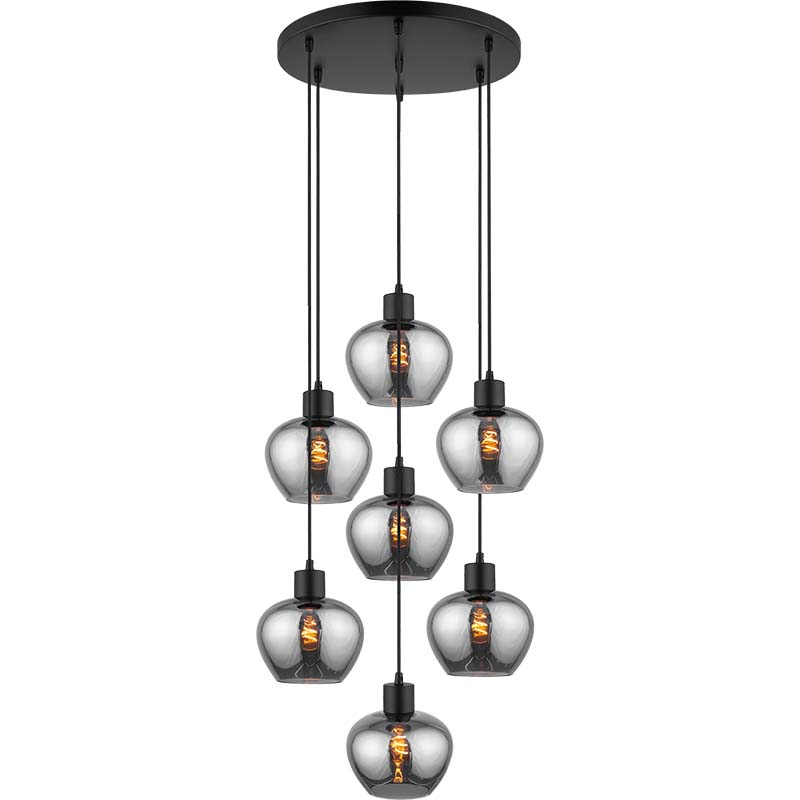 Modern Elegance of the Kelly Adjustable Full Smoke Glass Pendant Light