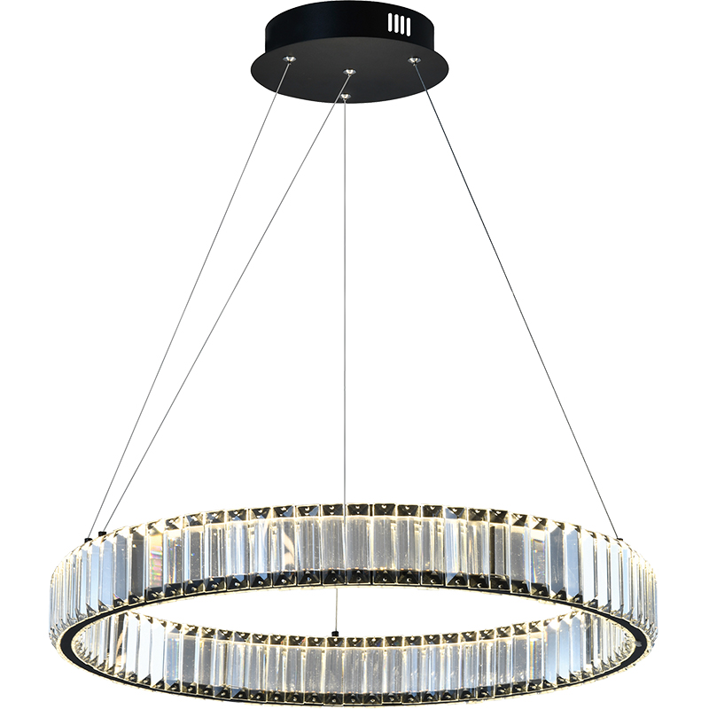 Elegant LED Pendant Lamp with Clear Crystal and Glare-free Soft Light 81cm