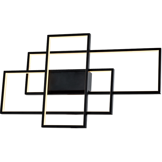 Modern Glare-free Soft LED Light Stripe 3-Rectangular Ceiling Lamp Dia.70cm Sand Black DIM