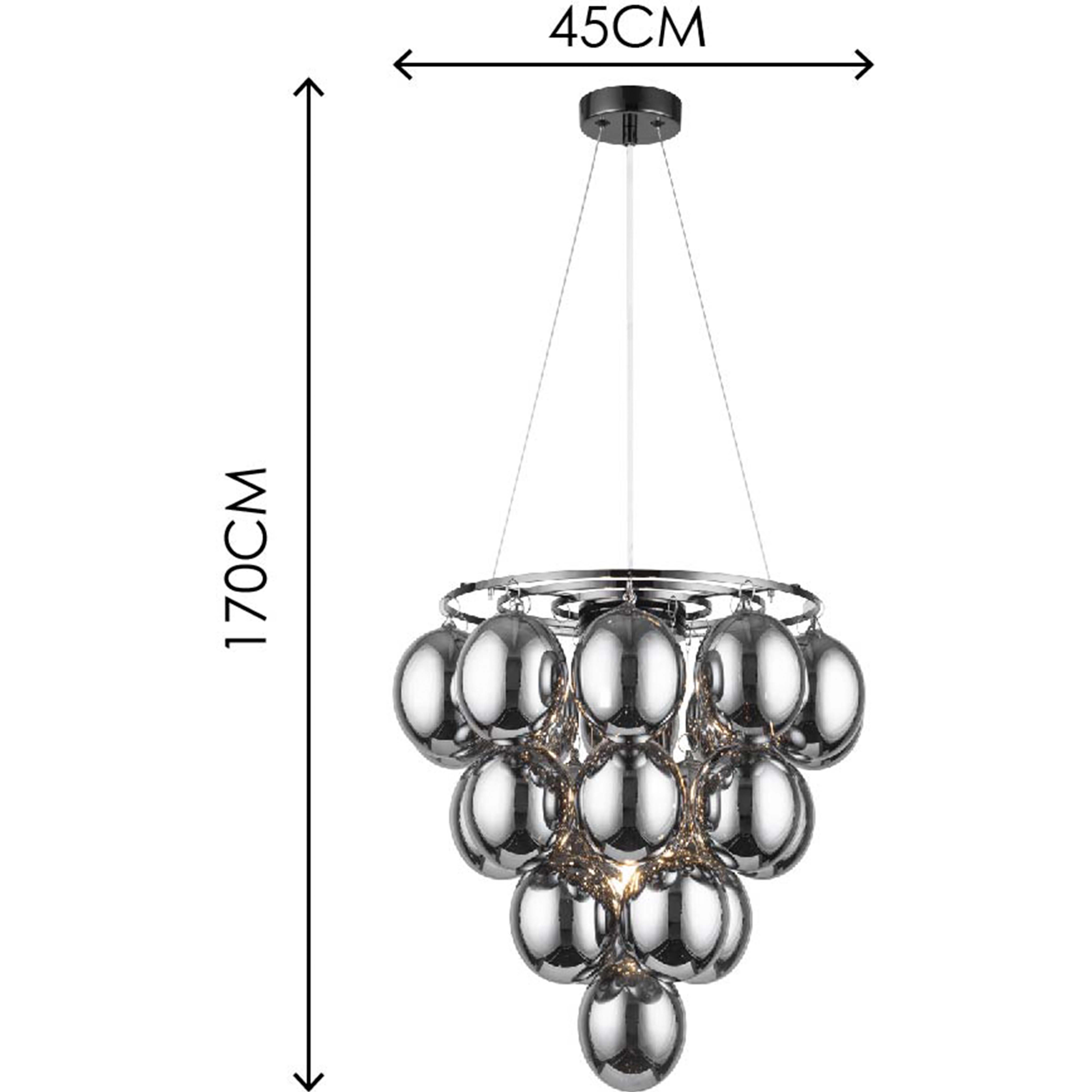 Graceful Decorative Pendant Lamp: Elegant Black Chrome Metal Bar, Beautiful Smoke-colored Glasses - 22 Lights