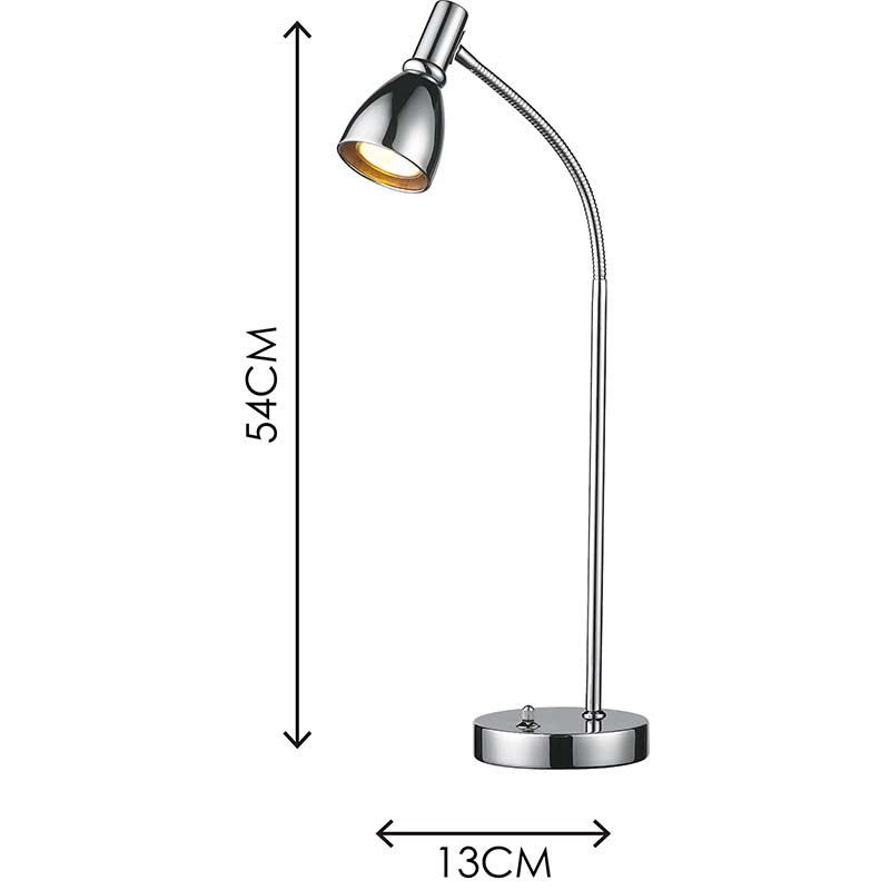 EMIL Simple Attractive Desk Lamp Table Spot Light Decor with Flexiable Arm Chrome GU10 Dimmable