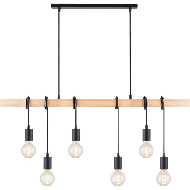 Mordern Elegant Industrial Timber Design Chandelier Decorative Adjustable Nature Wood Pendent Light 6lys E27