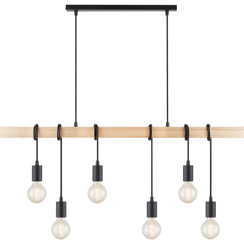 Mordern Elegant Industrial Timber Design Chandelier Decorative Adjustable Nature Wood Pendent Light 6lys E27