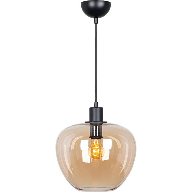 Modren Simple Light Kelly Chandelier Amber Glass Adjustable Pendant Light Dia29cm E27