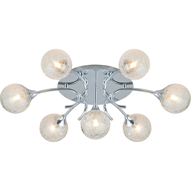 Elegant Glass Design IP21 Round Ceiling Light 7lys Opal Glass G9