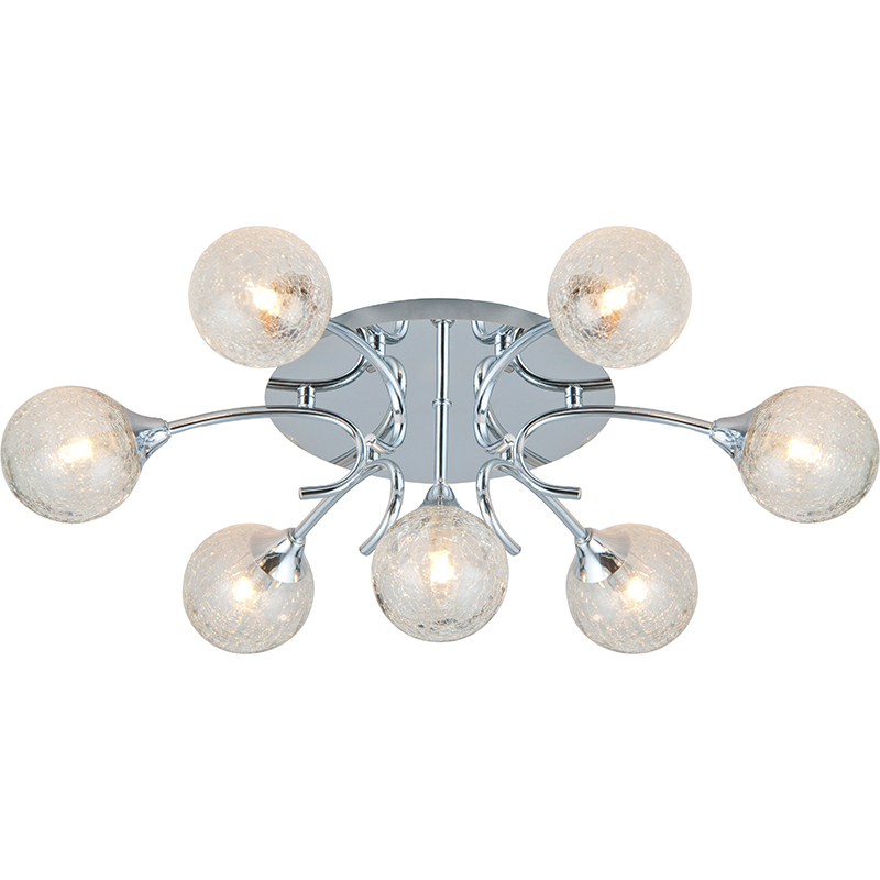 Elegant Glass Design IP21 Round Ceiling Light 7lys Opal Glass G9