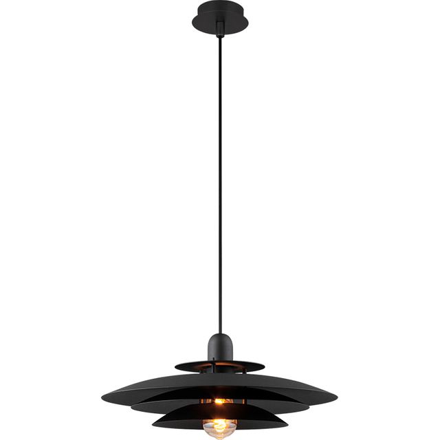 Nordic Round Light Attractive Chandelier Louvre Pendent Light Height Adjustable Matt Black E27