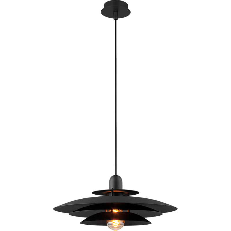 Nordic Round Light Attractive Chandelier Louvre Pendent Light Height Adjustable Matt Black E27