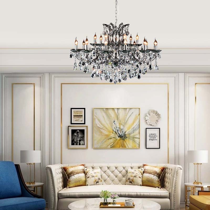 Classic Smoke Crystal Chandelier Design Noble Pendant Light 21lys Dia108cm E14