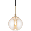 Stylish Amber Glass Pendant Light with Ball-Shaped Shade and G9 Bulb Fitting