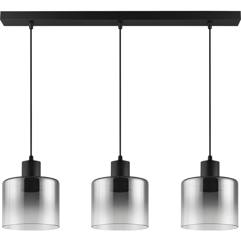 Modern Linear Hanging Light Gradient Smoke Glass Round Pendent Light 3lys Side by Side E27 Dim