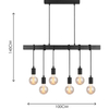 Mordern Elegant Industrial Timber Design Chandelier Decorative Adjustable Black Wood Pendent Light 6lys E27