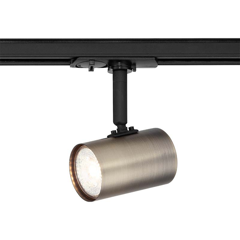 DIY 3-Wire Track Rail Surface Spot Light Set in Matt Antique Brass with GU10 Socket