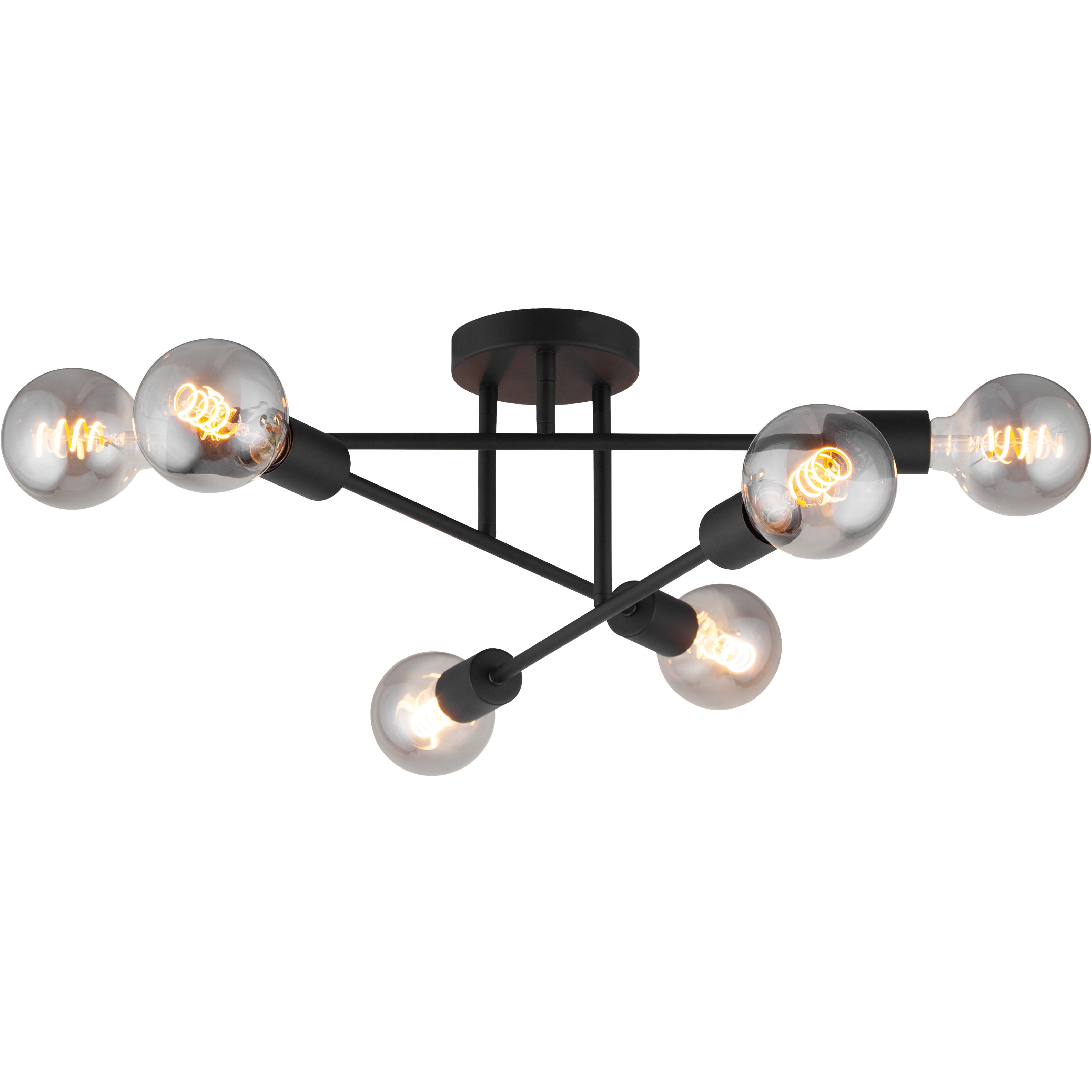 Modern Industrial Adjustable Ceiling Light 6lys Sandy black E27